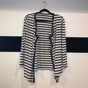 Black and white striped cardigan